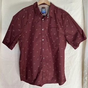La Police Gear Sz L‎ Target Practice Button Down Snap Short Sleeve Burgundy Red